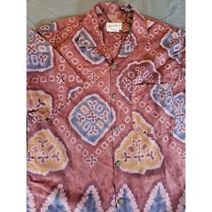 Vintage Nick and Nora Shirt Tie Dye Print Size Large‎ USA Button Up Mens